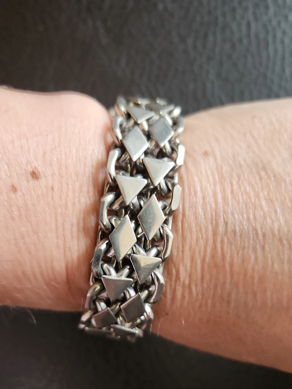 VTG Kramer Men's Polished Silver-Tone Chain Bracelet - Classic Link Design